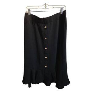 89th & Madison Black Button Tiered Skirt Womens Size Large NWOT